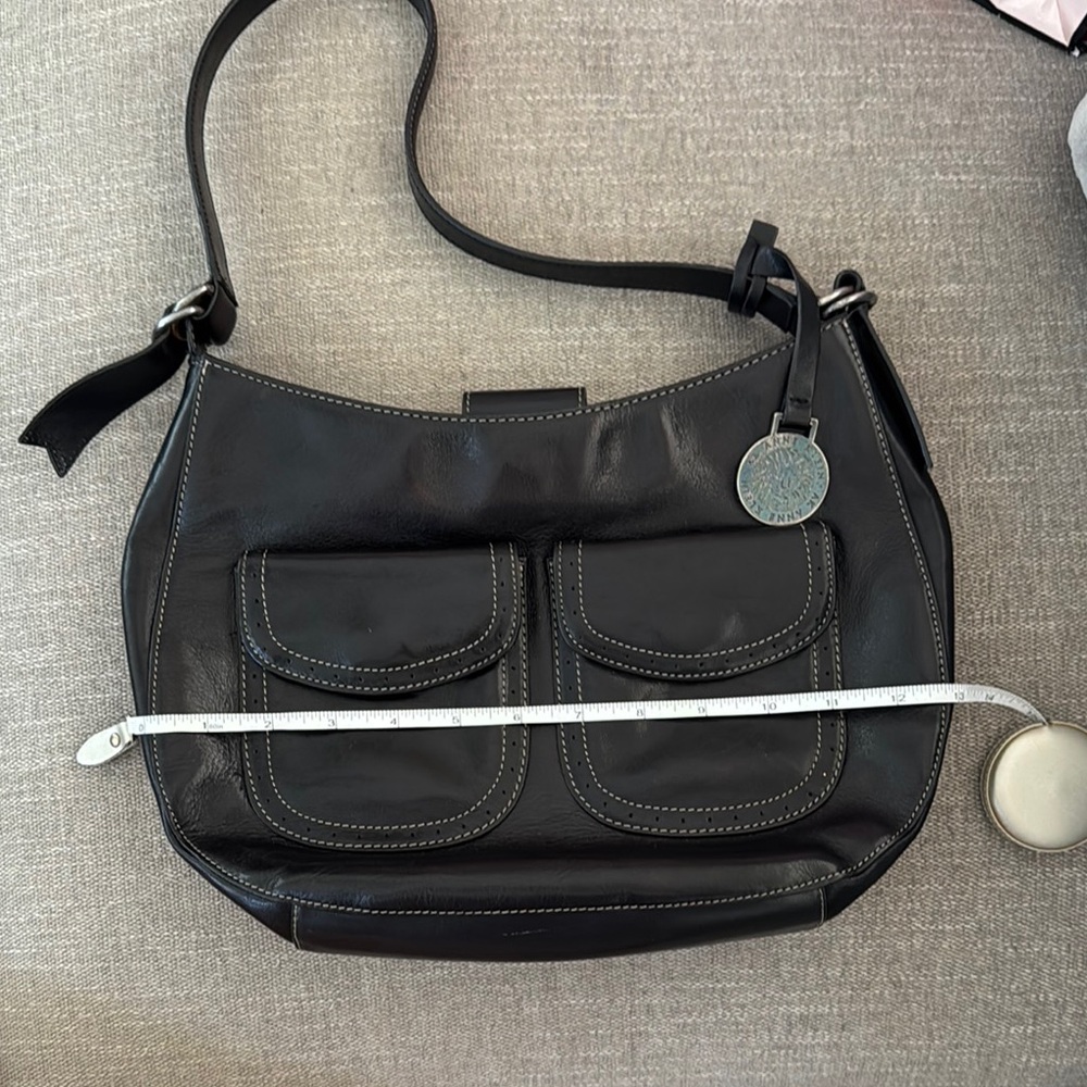 Anne Klein Black Shoulder Bag with Adjustable Strap and Hobo Shape